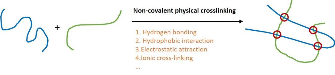 Schematic diagram of polymer cross-linking based on a series of physical methods