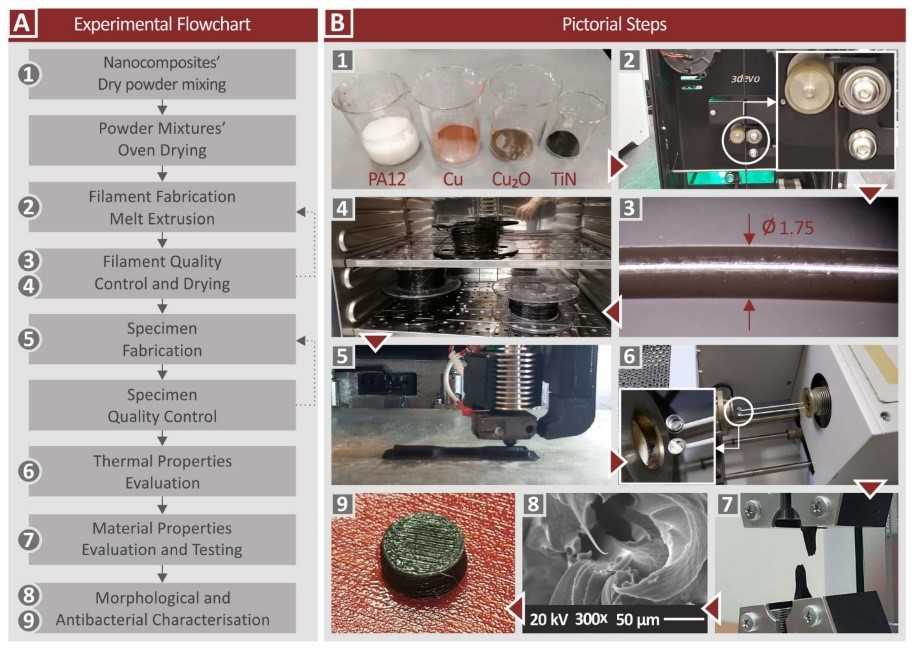 Trilateral Multi-Functional Polyamide 12 Nanocomposites with Binary Inclusions for Medical Grade Material Extrusion 3D Printing.(Vidakis N, et al.; 2022)